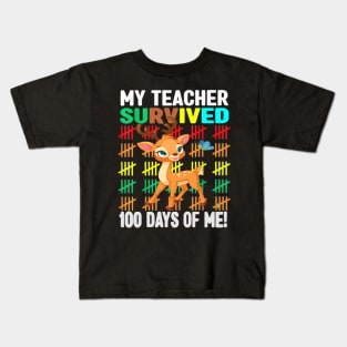 My Teacher Survived 100 Days Of Me Funny 100th Day Of School Kids T-Shirt